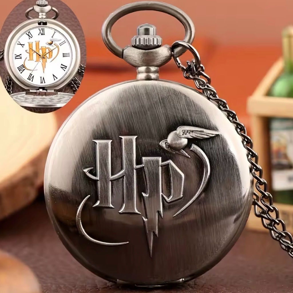 New Silver Harry Potter Pocket Watch With Hp Logo